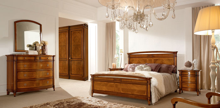 Мебель для спальни кровать, комод, шкаф (дерево), коллекция CARLOTTA, SIGNORINI COCO, Италия