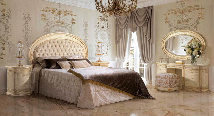 Коллекция  HERMITAGE , мод. 25, спальня белая классика, кровать, VICENTE ZARAGOZA, Испания