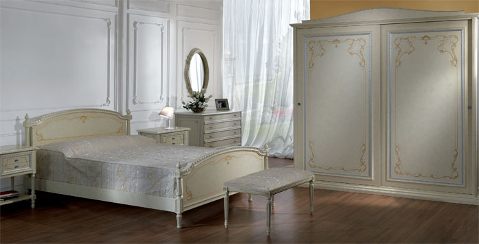 Спальня белая, классика, модель ALBA, кровать, шкаф-купе, комод, PELLEGATTA, Италия