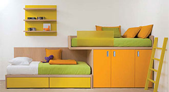  DEARKIDS (Италия) Итальянская детская мебель двухъярусная кровать кровать COMPACT, комп.7050 