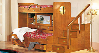  CAROTI (Италия) Итальянская детская мебель для двух мальчиков, ком.245: двухъярусная кровать 