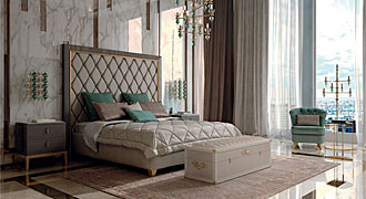  CAVIO (Италия) Спальня NUOVO ART DECO, композиция 02, кровать с мягким изголовьем 