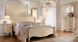  BARNINI OSEO (Италия) Мебель для спальни классика, коллекция Prestige, композиция 08, белая кровать 